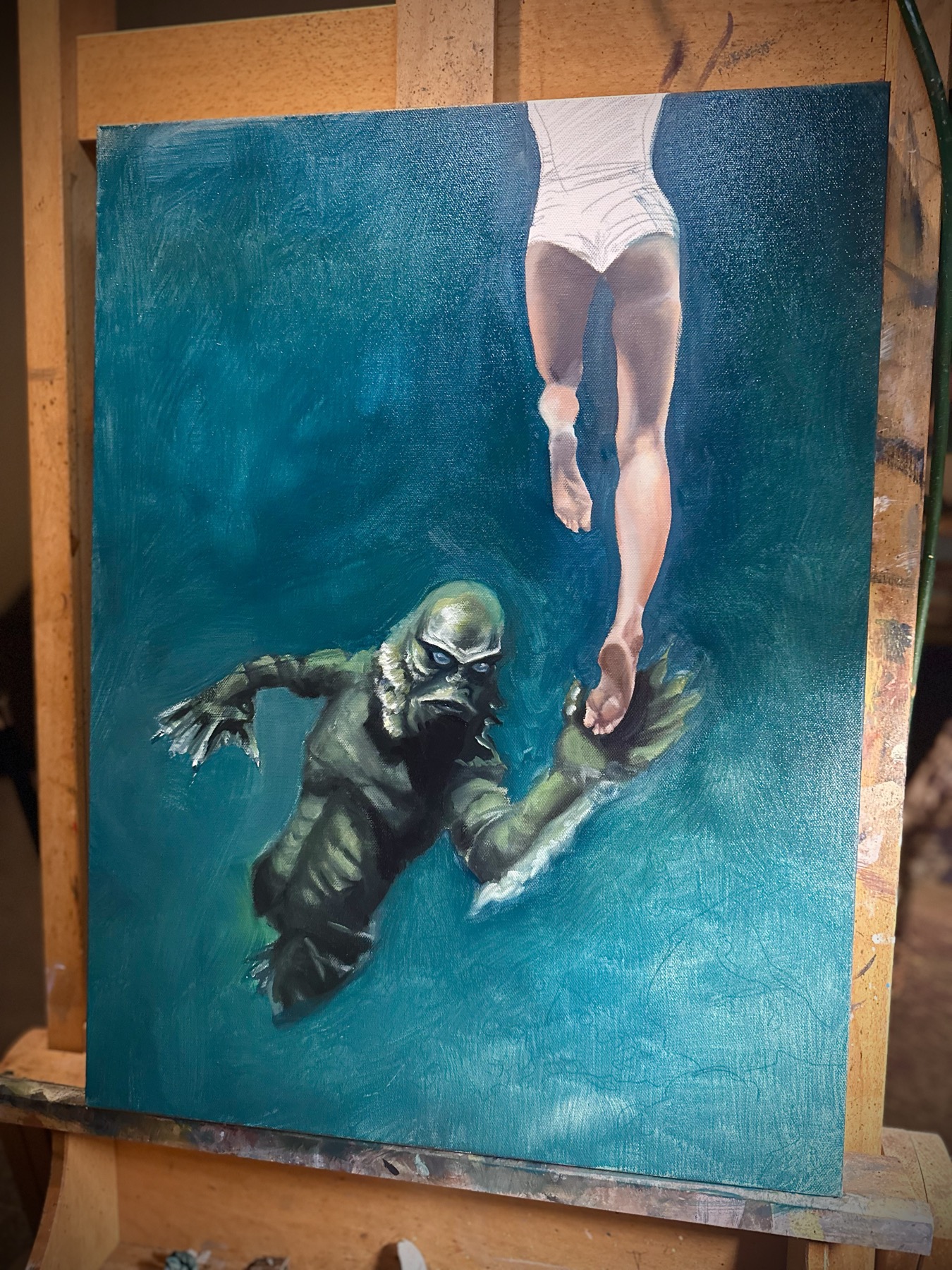 Finished creature oil painting by Marty Engle