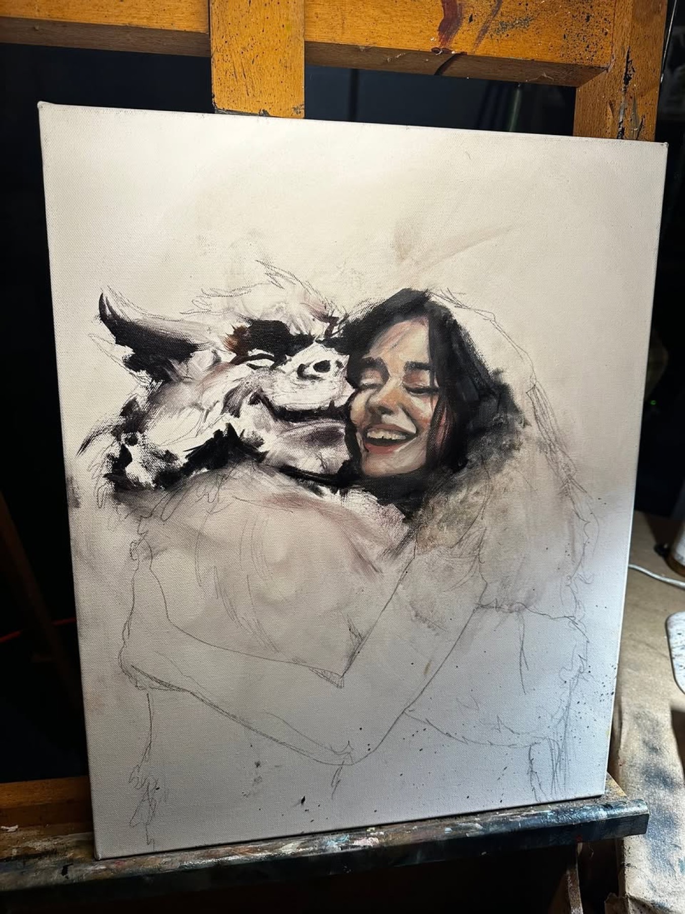 Early sketch stage for a Marty Engle oil painting