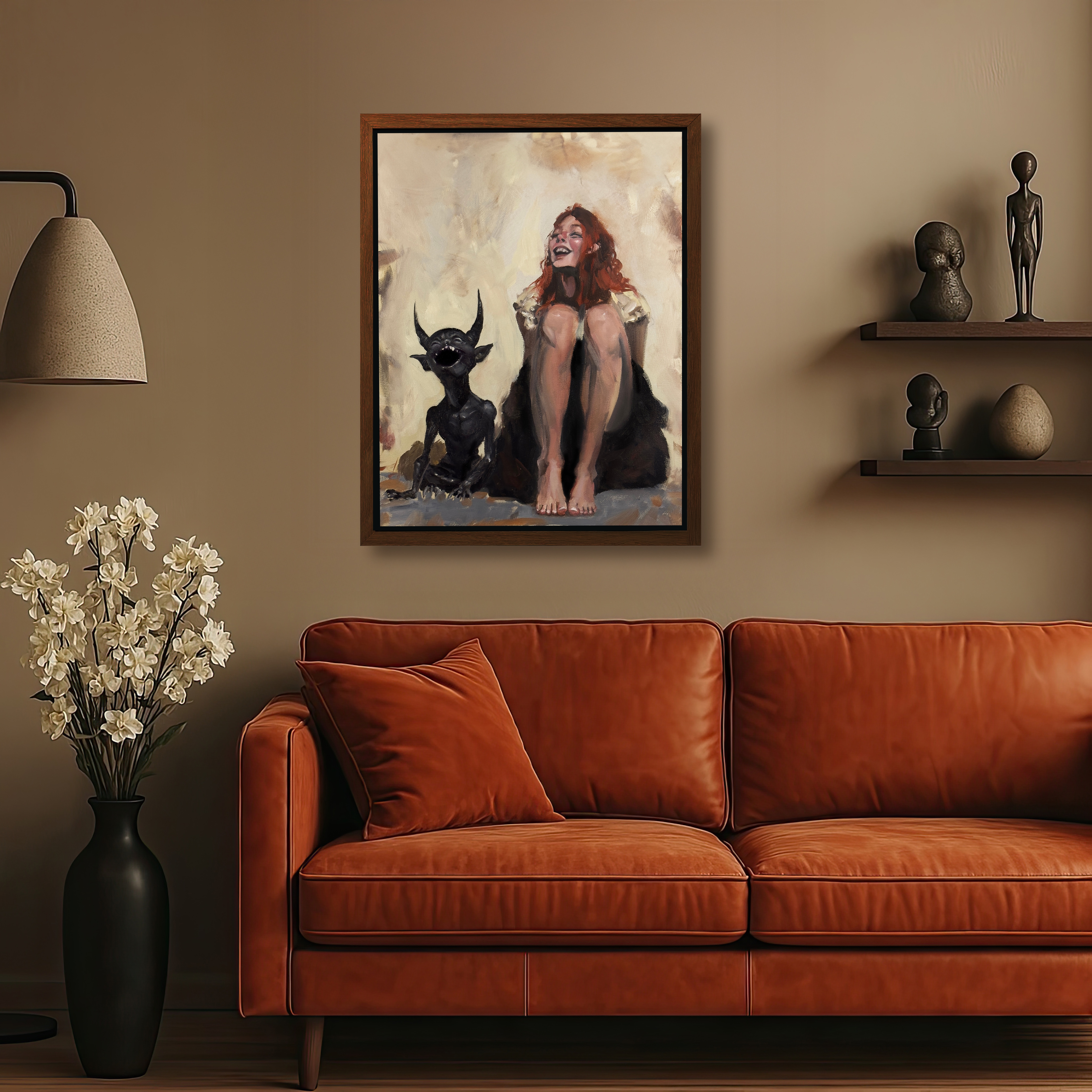 Sharing a Laugh shown in a home interior