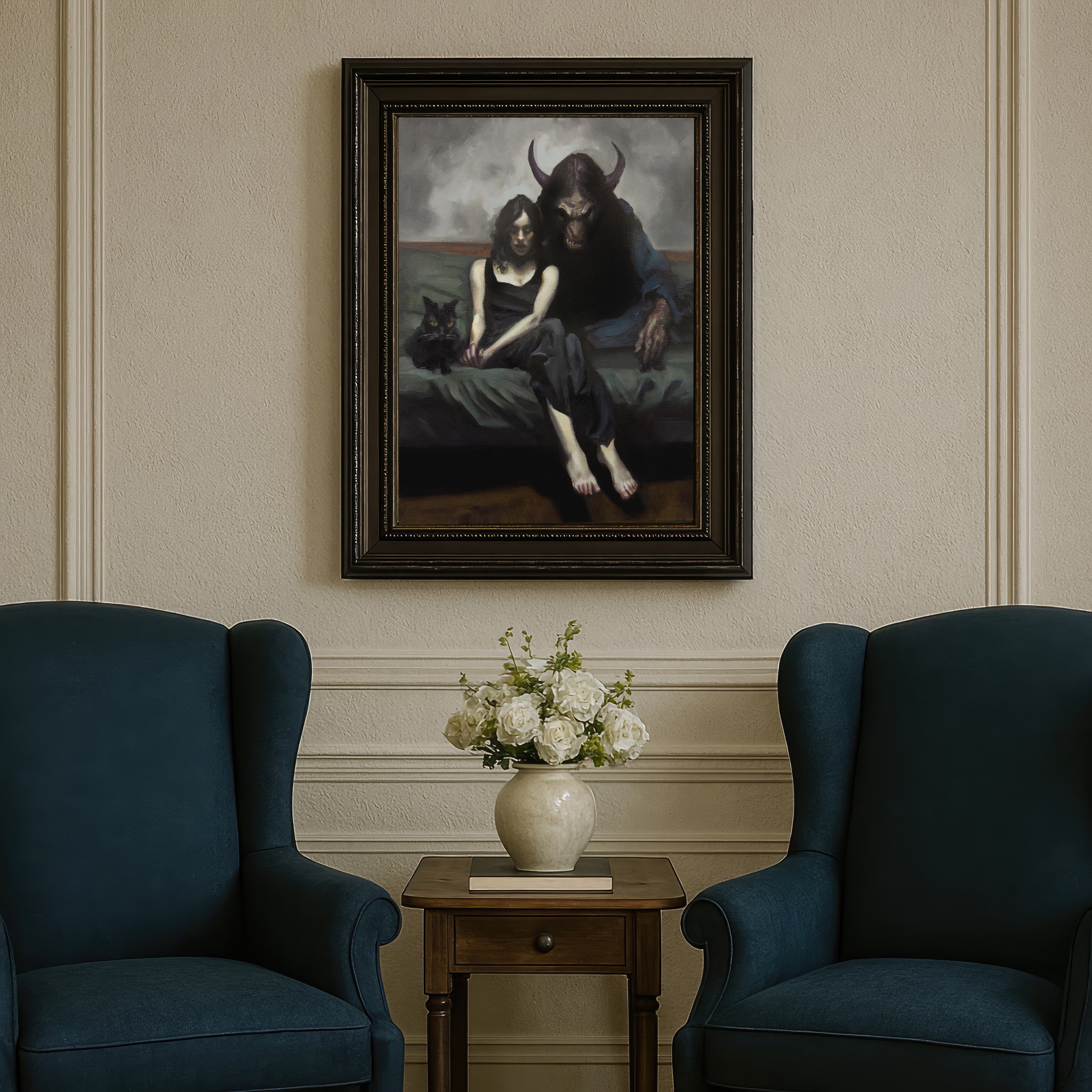 Comfortable with My Demons shown in a home interior
